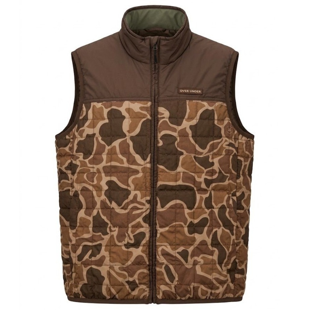 Over Under Wind River Pack Lite Vest Mens XL Brown Duck Camo Quilted Puffer - AC